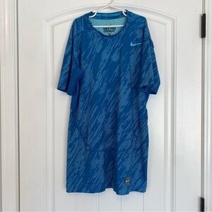 Nike Pro Combat Little Boys Blue Dri-Fit Short Sleeve Shirt Size Large